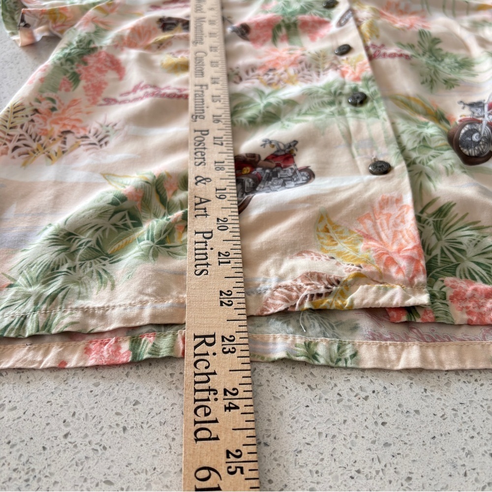 VTG Harley Davidson Tori Richard Hawaiian Shirt Medium Motorcycle Made in USA - Picture 10 of 14